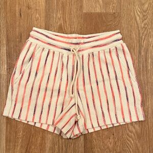 Lou & Grey High Waist Striped Shorts - Cream, Red, Blue